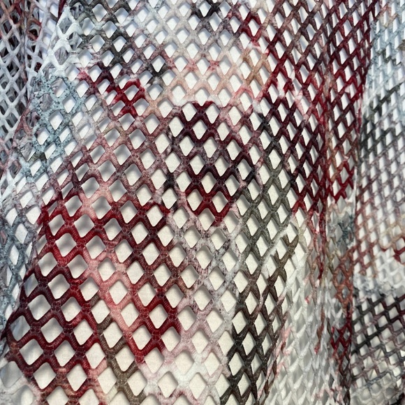 Bali Corp 3/4 sleeve Blouse Layered Size Large made in Canada Pink Burgundy Mesh - Picture 7 of 13